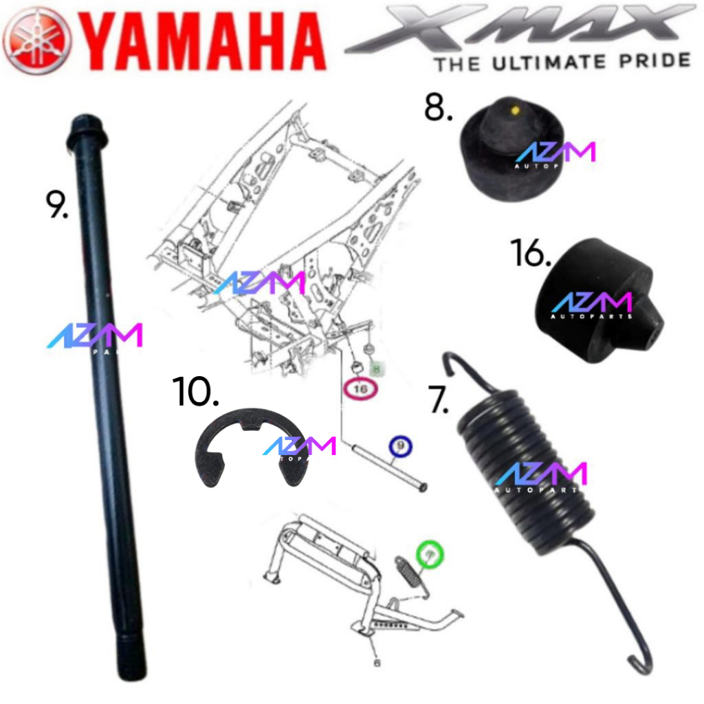 XMAX V1 / V2 SHAFT B74-F7261-10 / STOPPER 45P-F7114-00 / 4YY-F7114-00 / SPRING STAND 906-405807 / CI