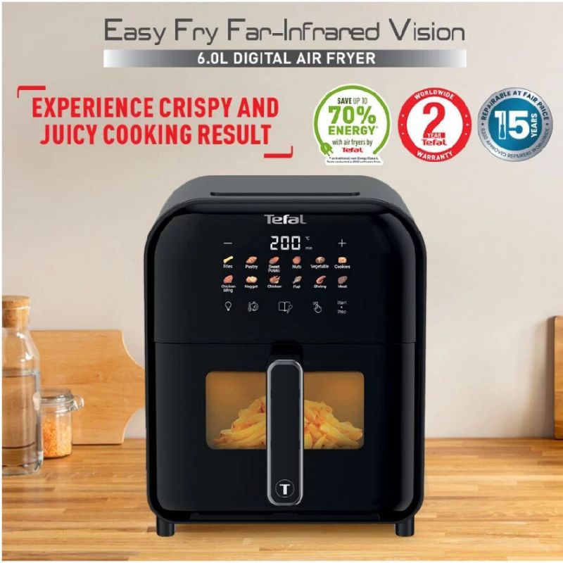 หม้อทอดอากาศ Tefal Tefal Air Fryer Easy Fry Window Digital 6.0L (EY8218)