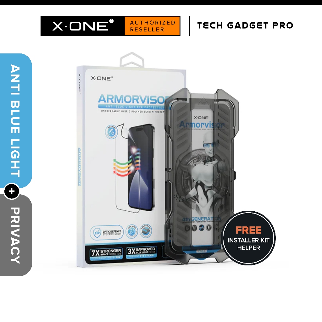 X.One Armorvisor Anti Blue Light Privacy Full Cover Screen Protector พร้อมการติดตั้งสําหรับ iPhone 1
