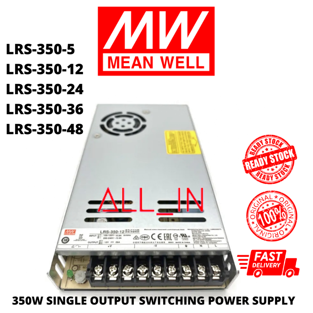 Mean Well LRS-350-12 (12V 350W 29A)/ LRS-350-5/LRS-350-24/LRS-350-36/LRS-350-48