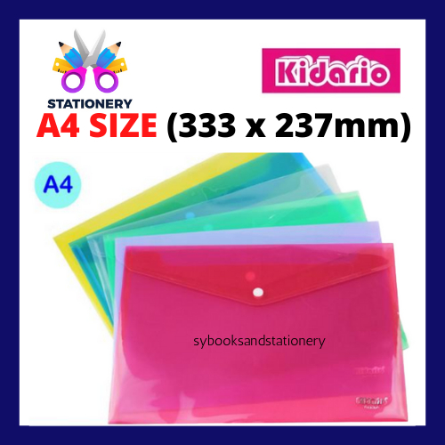 KIDARIO A4 Button Bag / A4 File Butang / A4 Document Bag with Button / Transparent Bag