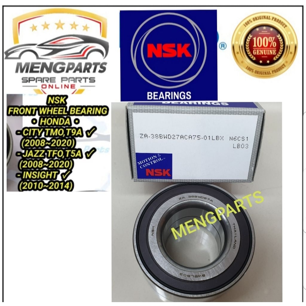 NSK HONDA CITY GM2 TMO GM6 T9A JAZZ GE TFO GK T5A 2008Y-2019Y INSIGHT TM8 ด้านหน้าแบริ่ง NSK 38BWD27