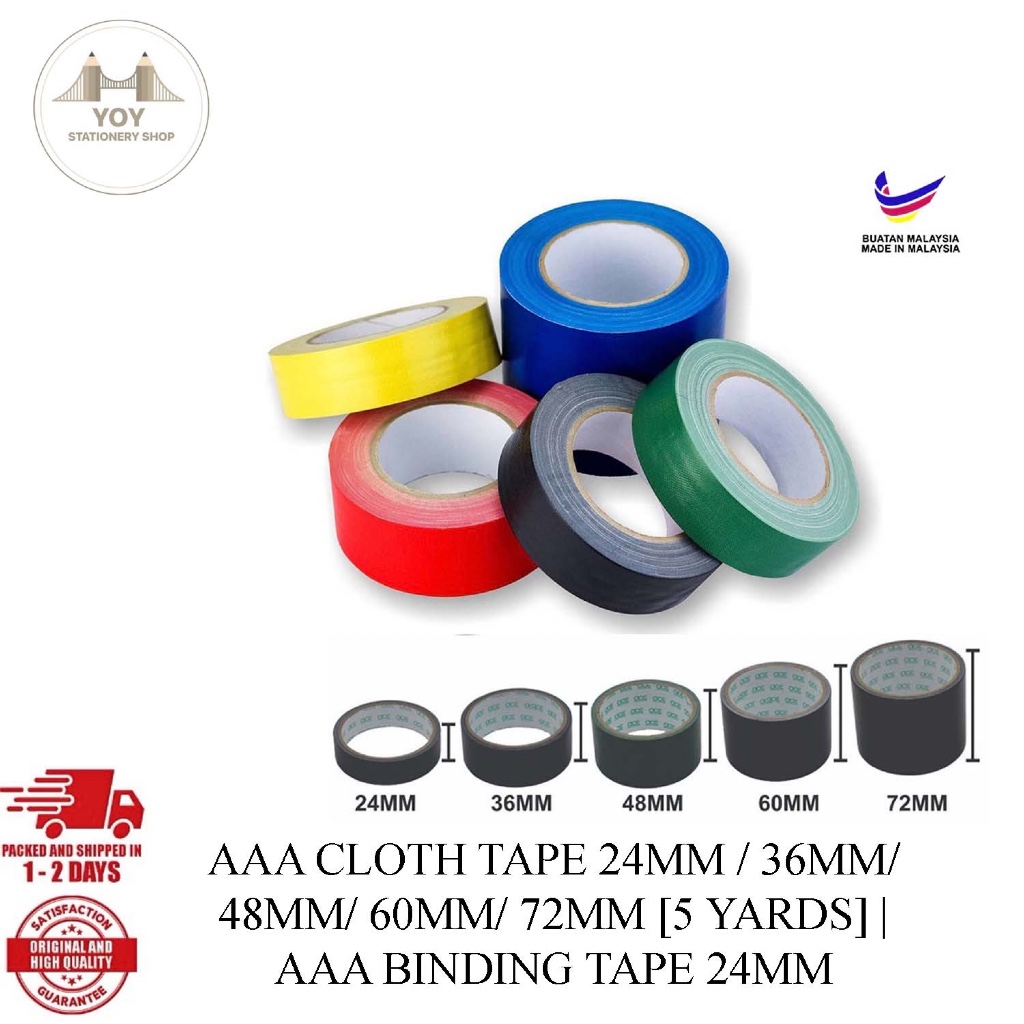 เทปผ้า AAA 24 มม. / 36 มม./ 48 มม./ 60 มม./ 72 มม. [5 YARDS] เทป AAA BIDING 24 มม.