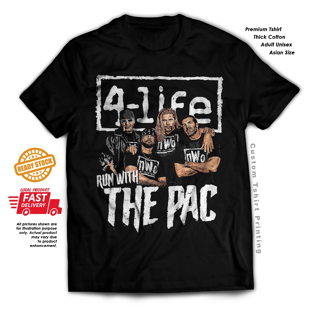 NWo Run With The Pac มวยปล้ําย้อนยุค wwe wcw เสื้อยืดผ้าฝ้ายสั่งโลกใหม่