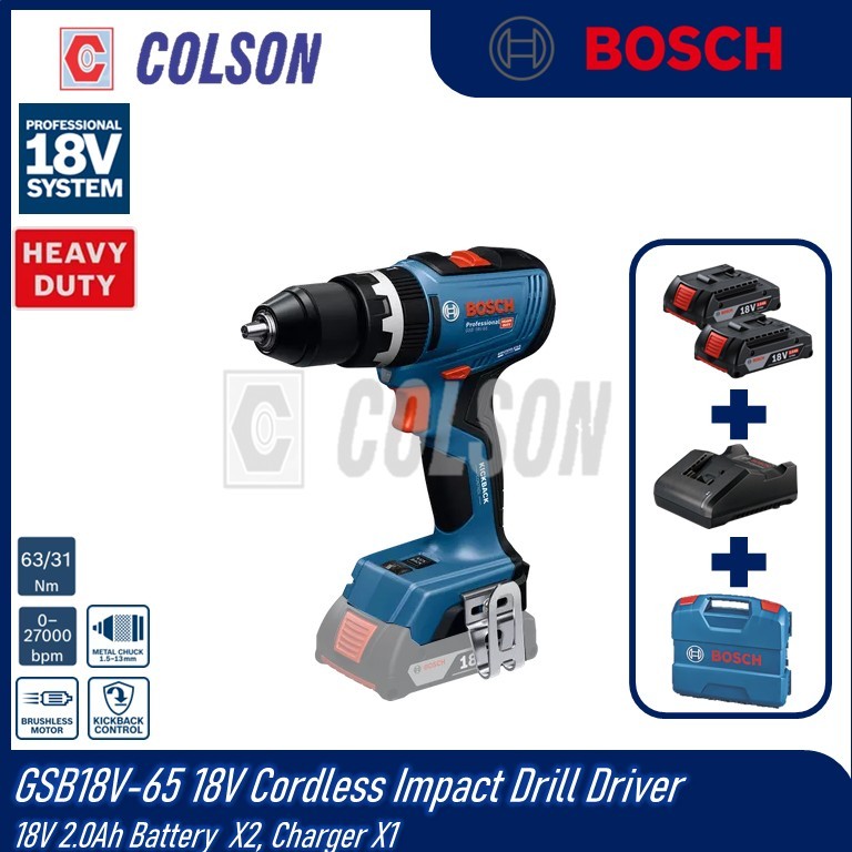 COLSON BOSCH GSB18V-65 ไดร์เวอร์สว่านกระแทกไร้สาย 18V