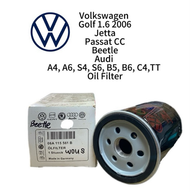 กรองน้ํามันเครื่อง Volkswagen@ Golf 1.6 2006, Jetta, Passat CC, Beetle, Audi A4, A6, S4, S6, B5, B6,