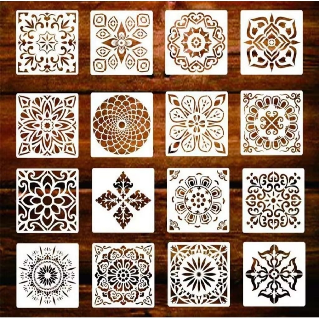 ที71. (16 DESIGNS) MANDALA 4 TEMPLATE STENCIL DRAWING