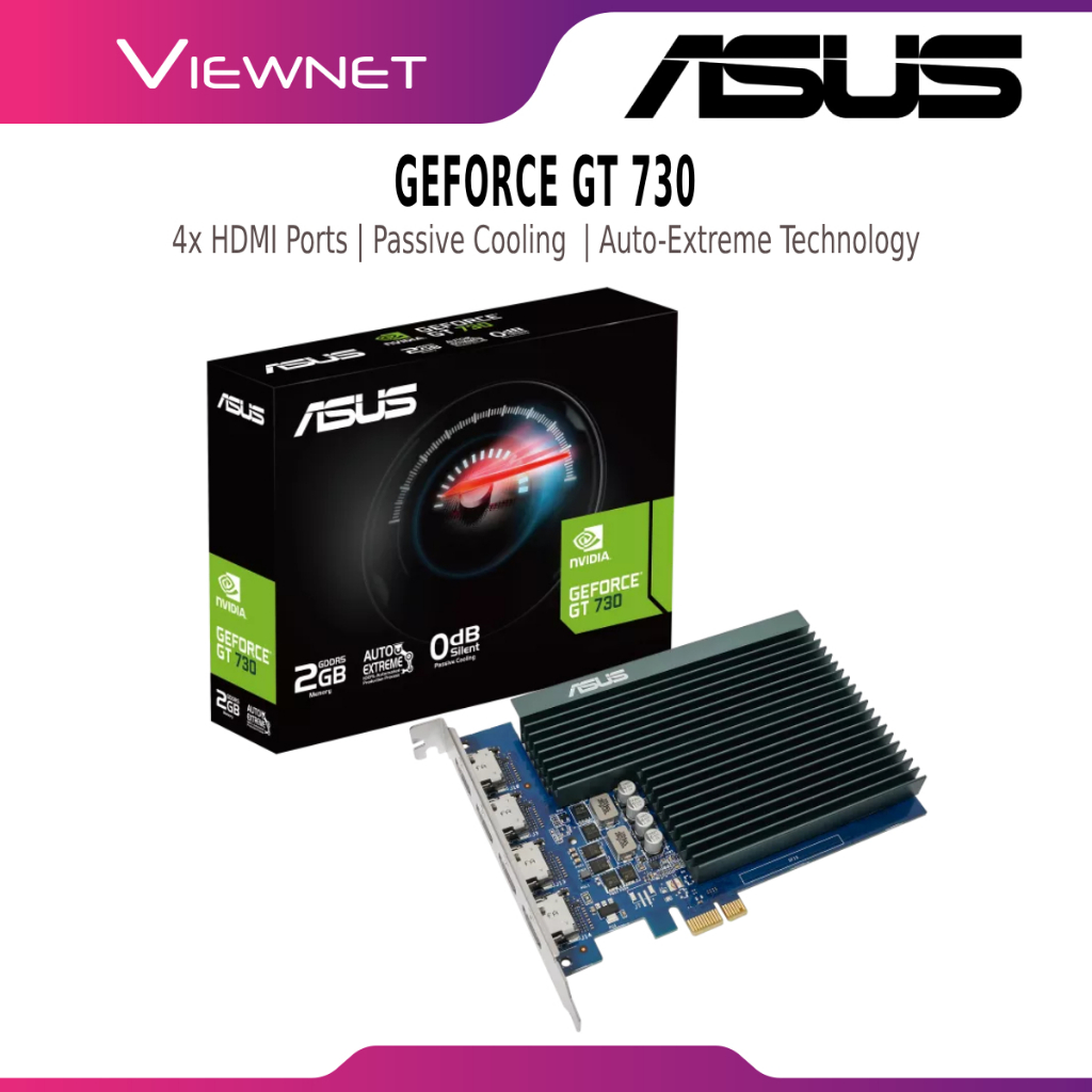 ASUS GEFORCE GT 730 2GB GDDR5 64BIT กราฟิกการ์ดพร้อม 4 X HDMI PASSIVE COOLING GPU TWEAK II การออกแบบ