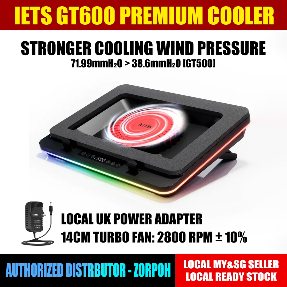 IETS GT600 แล็ปท็อปสําหรับเล่นเกม Cooler Pads ที่มีประสิทธิภาพ Turbo พัดลม RGB GT626 Cooling Pads รั