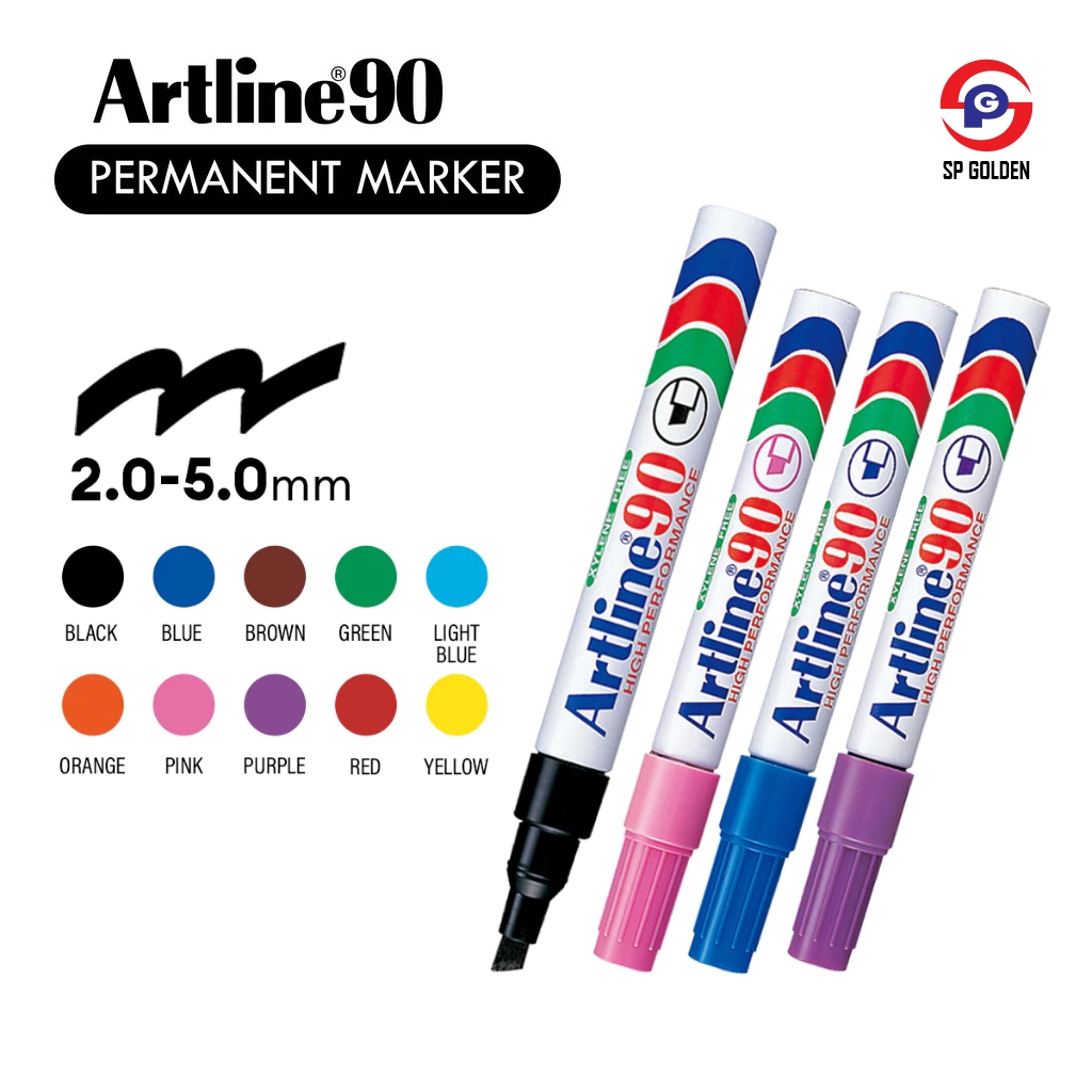 Artline 90 ปากกามาร์กเกอร์ถาวรแบบรีฟิลได้สไตล์สิ่วจุดปานกลาง