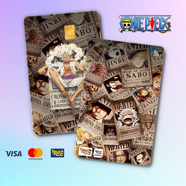 ONE PIECE LUFFY 1 TNG - TOUCH N GO STICKER CARD / การ์ด ATM ฝาครอบสติกเกอร์, การ์ด 1 TNG, การ์ด ATM