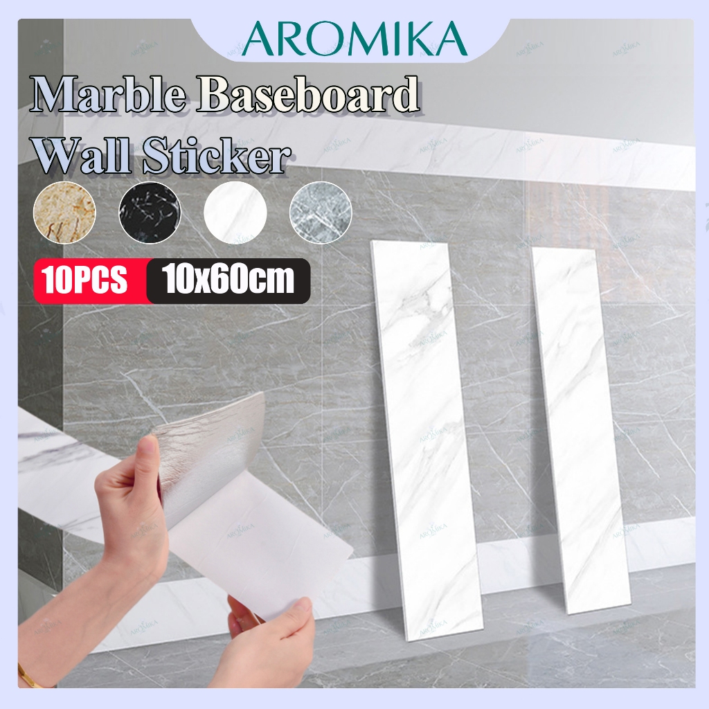 10PCImitate Marble Baseboard วอลล์เปเปอร์ Self-Adhesive กันน้ํามุม Line สติกเกอร์ผนัง Baseboard มุม 