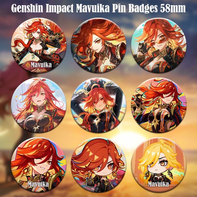Lencana Butang Pin Genshin Impact Mavuika Natlan Character Pin Button Badge 58mm