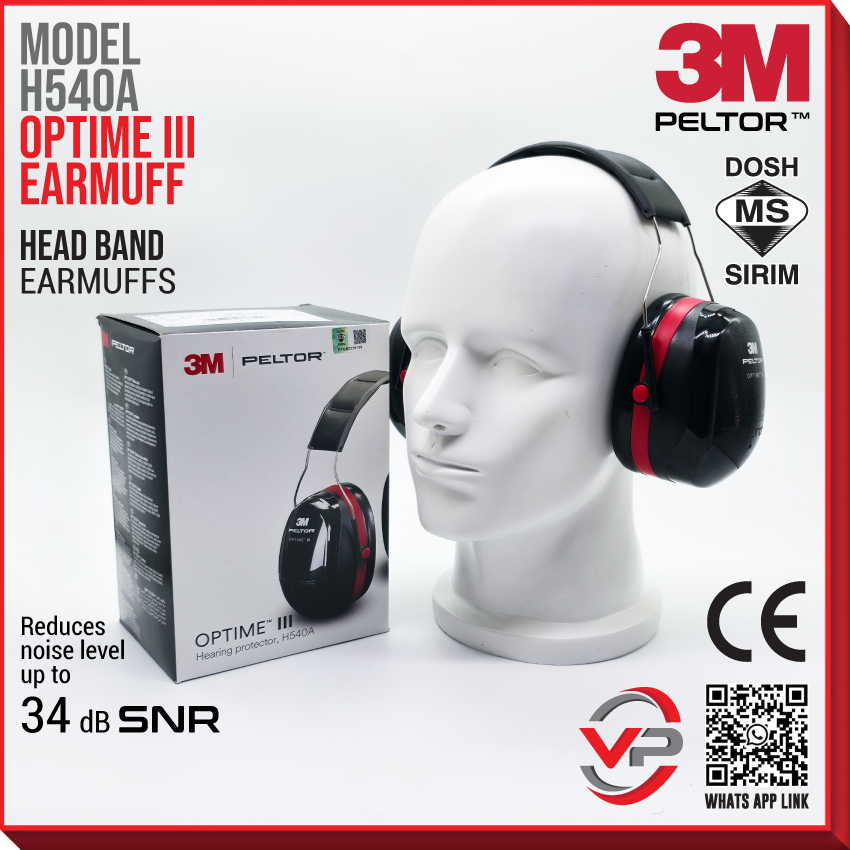 3MTM H540A-411-SV PELLER OPTIME III SIRIM DOSH SAFETY EARMUFFS OVER-THE-HEAD EARMUFF SAFETY EARMUFF/