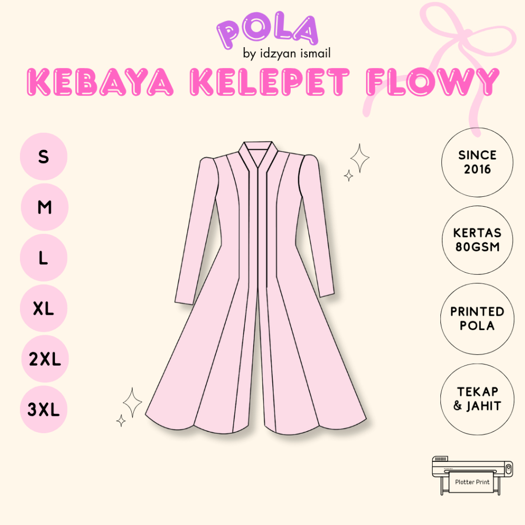 EASY TO SEW FLOWY KELEPET KEBAYA PATTERN CROSSED PATTERN PRINCESS LINE PATTERN ผู้ใหญ่เสื้อผ้า PATTE
