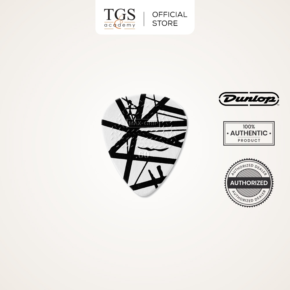 Jim Dunlop EVHP03 สีขาวแถบสีดํา Eddie Van Halen Max Grip Guitar Pick (0.60mm)