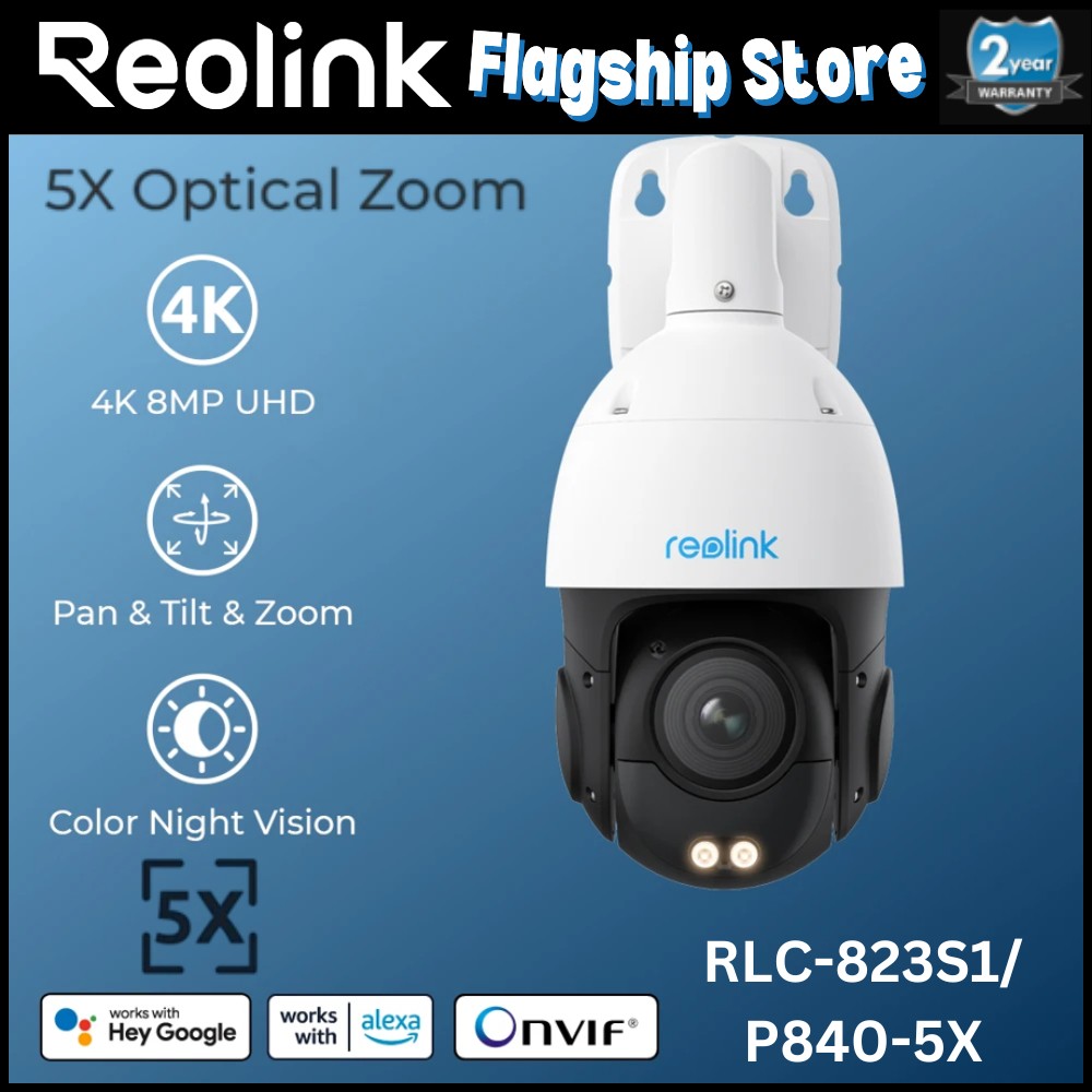 Reolink RLC-823S1/ P840-5X 4K PTZ กล้องกลางแจ้ง PoE IP Home Security การเฝ้าระวัง 5X ซูมแสงสปอตไลท์