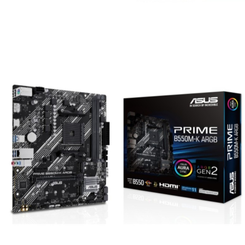 ASUS PRIME B550M-K ARGB mATX เมนบอร์ด AMD/ซ็อกเก็ต AM4 และ DDR4