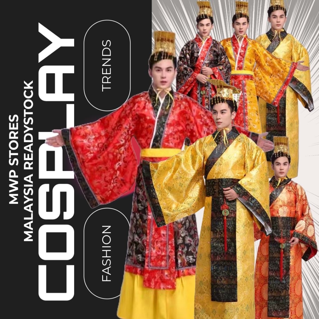 MWP ร้านค้า Hanfu Jubah Maharaja ผู้ใหญ่ผู้ชายเริ่มต้น Cina Pentals, คอสเพลย์, Majlis Perayaan