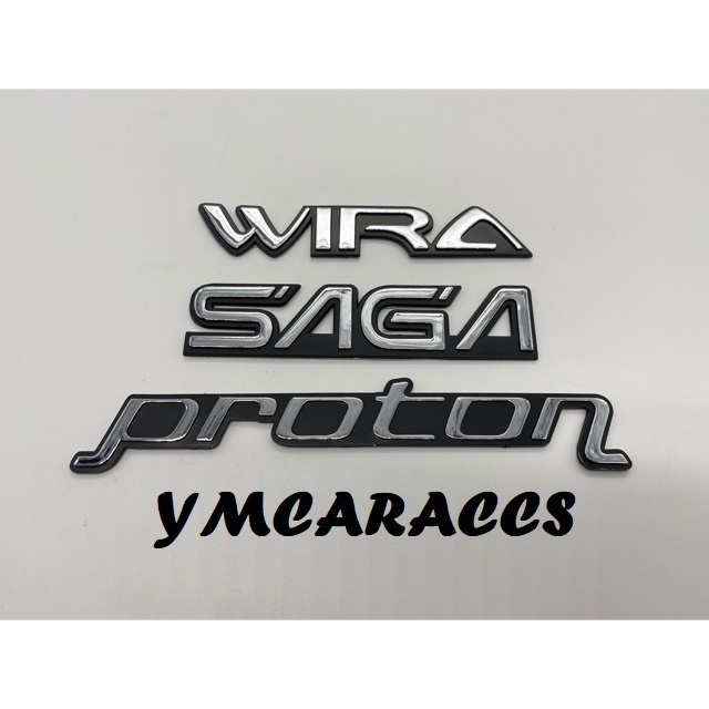 PROTON / SAGA / WIRA LOGO EMBLEM WORDING FONT NAMEPLATE CHROME STICKER DECAL