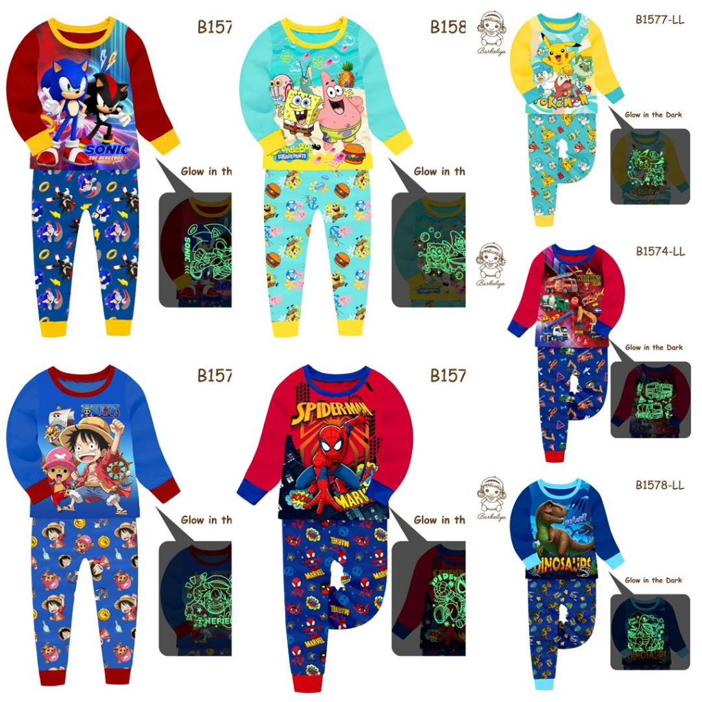 BARBILYA เรืองแสงใน DARK SONIC SPONGEBOB SPIDERMAN DINO TRANSPORTATION POKEMON ONEPIECE