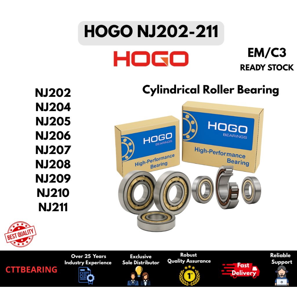 HOGO NJ202EM/C3 204EM/C3 205EM/C3 206EM/C3 207EM/C3 208EM/C3 209EM/C3 210EM/C3 NJ211EM/C3 แบริ่งลูกก