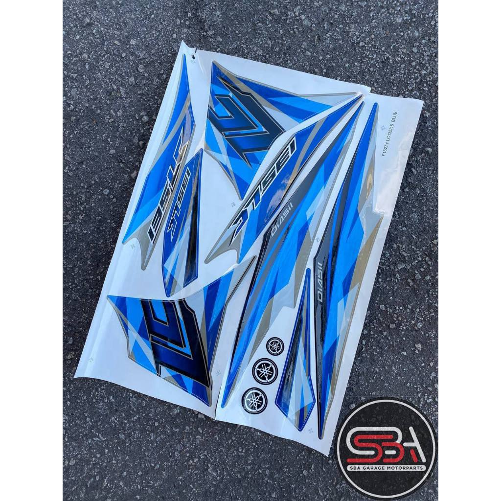 สติ๊กเกอร์ BODY SET STRIPE COVERSET LC 135 V4 V5 MORITAKA BIRU SILVER YAMAHA NO 16