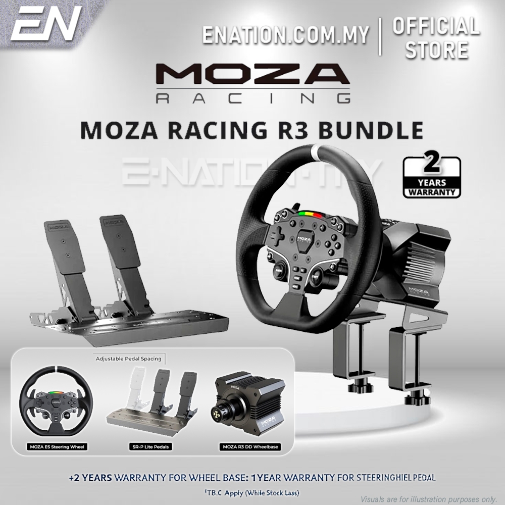 MOZA Racing R3 Bundle สําหรับพีซี | พวงมาลัย + ที่เหยียบ | 模ทด车方盘套装组合