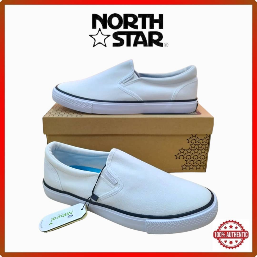 North Star Unisex รองเท้านักเรียนแบบสวมสีขาว Kasut Sekolah Putih North Star 889-1505