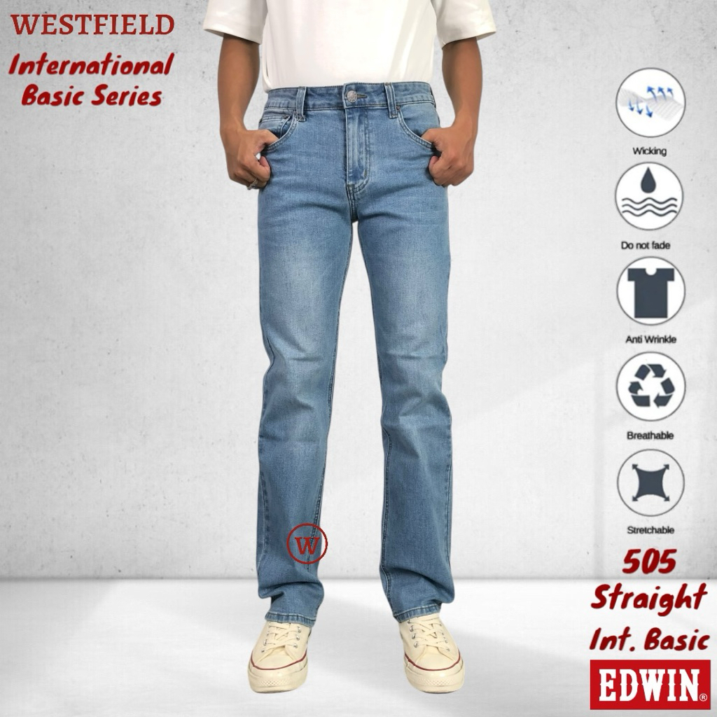 EDWIN Mens 505 Stretchable Lt Blue Straight Cut Jeans ( 7705 2847 )