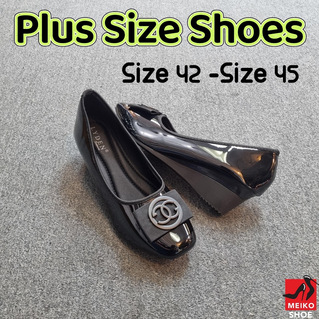 Plus ขนาด Kasut ขนาดใหญ่ 42-45 ผู้หญิง 2 นิ้ว Wedges รองเท้าสีดํา A999XL