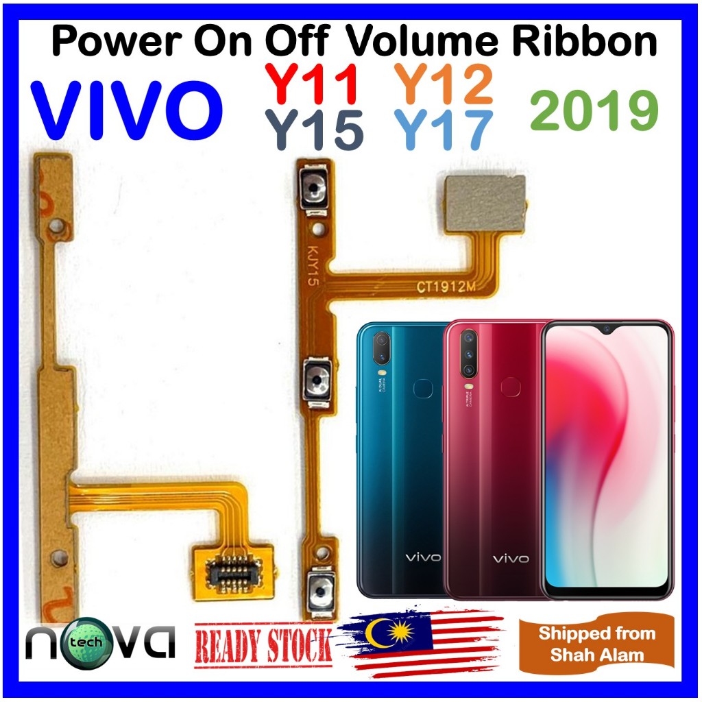 NovaTech Power On OFF Volume Flex Cable Ribbon Fit สําหรับ Vivo Y11 2019 Y12 2019 Y15 2019 Y17 2019 