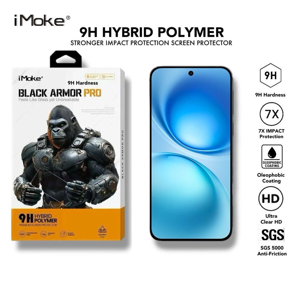 IMoke 9H เกราะสีดํา Pro Impact Screen Protector สําหรับ Vivo X300 Pro/X300/X200 FE 5G