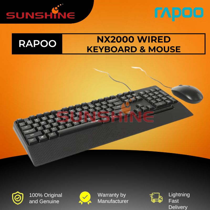 RAPOO NX2000/ X130 PRO USB WIRED COMBO คีย์บอร์ดและเมาส์ - สีดํา