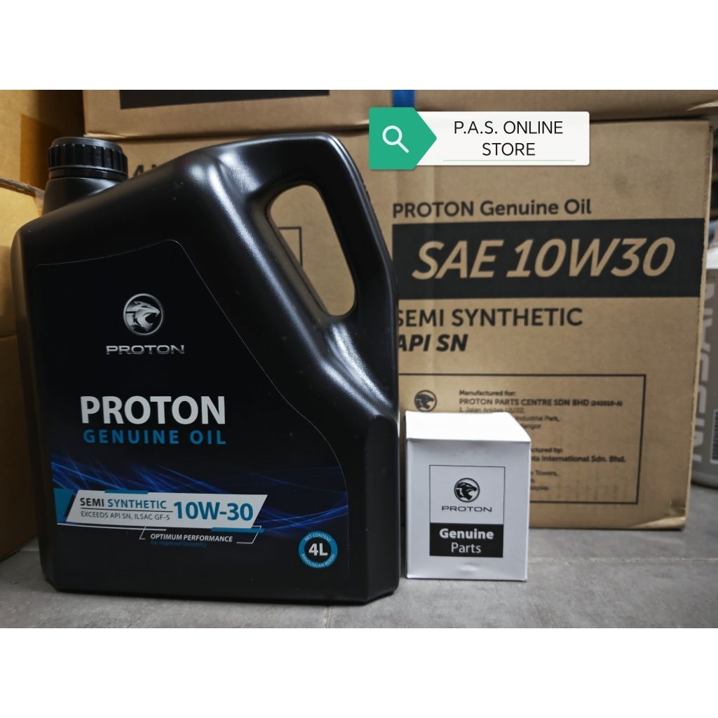 Proton Petronas 10W30 SemiSynthetic SN/CF 8k km น้ํามันเครื่อง 4L + กรองน้ํามัน