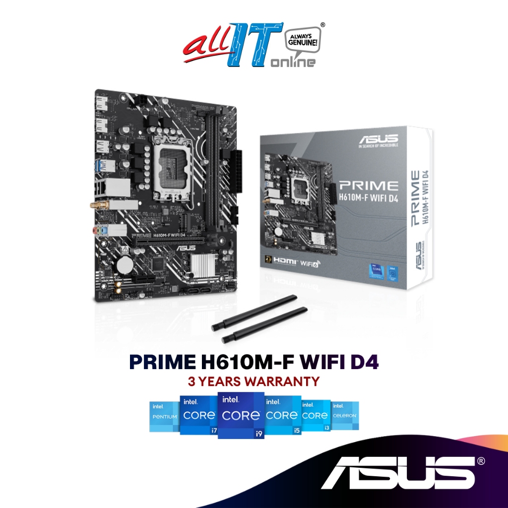 ASUS PRIME H610M-F WIFI D4 Micro ATX (mATX) เมนบอร์ด Intel Intel LGA1700 ซ็อกเก็ต