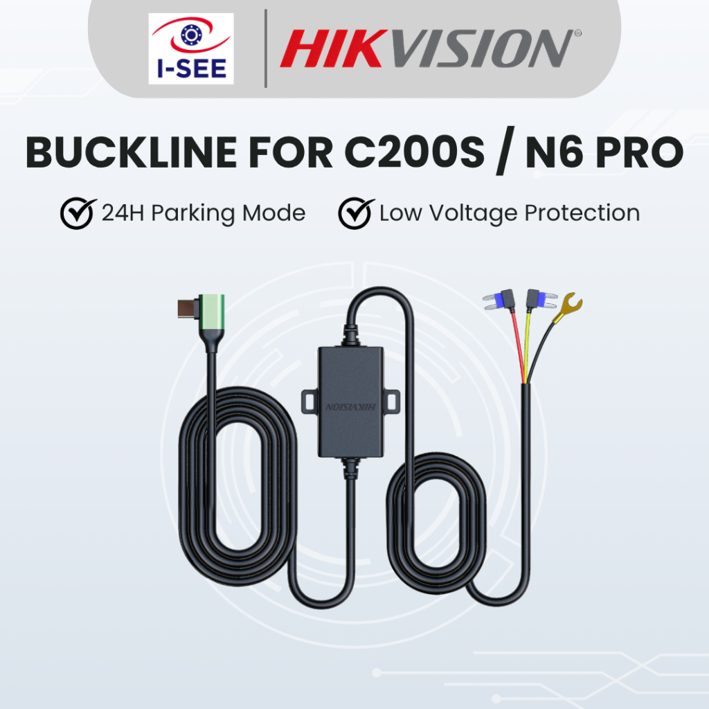 Hikvision Hardwire Kit Buck Line สําหรับ C200S / N6 Pro Dashcam 24H ที่จอดรถ, ป้องกันพลังงานต่ํา (DC