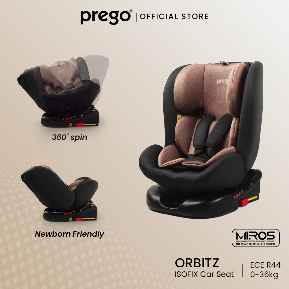 Prego Baby Orbitz 360 Child Safety ISOFIX Car Seat (0–36kg) คาร์ซีทเด็ก ระบบ ISOFIX หมุนได้ 360°