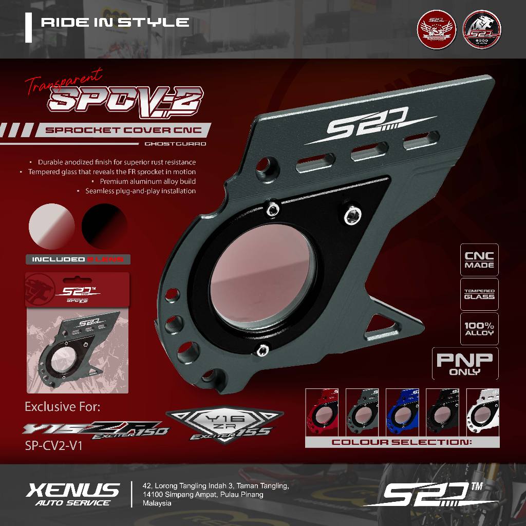 ฝาครอบสเตอร์หน้า SPD / S2D Y15 Y16 EXCITER 150 155 กระจกนิรภัยโปร่งใส CNC Alloy Spoket ฝาครอบ Depan 