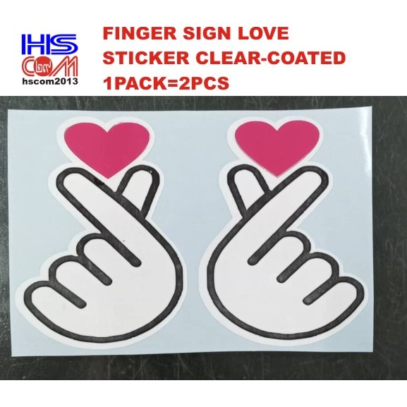 0329 FINGER SIGN LOVE STICKER CLEAR-COATED BRAND ORACAL