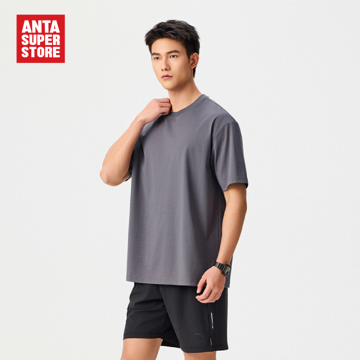ANTA Men Vintage Sports Short Tee 152528183U-8 -สีเทา (Baju Sukan Lelaki)