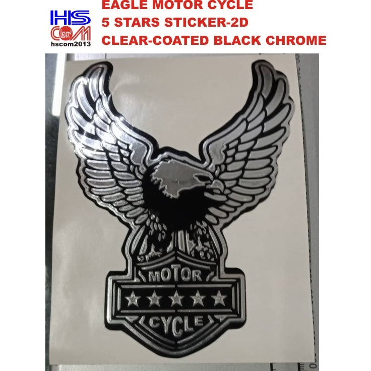 0337 EAGLE MOTOR CYCLE 5 STARS STICKER-2D CLEAR-COATED