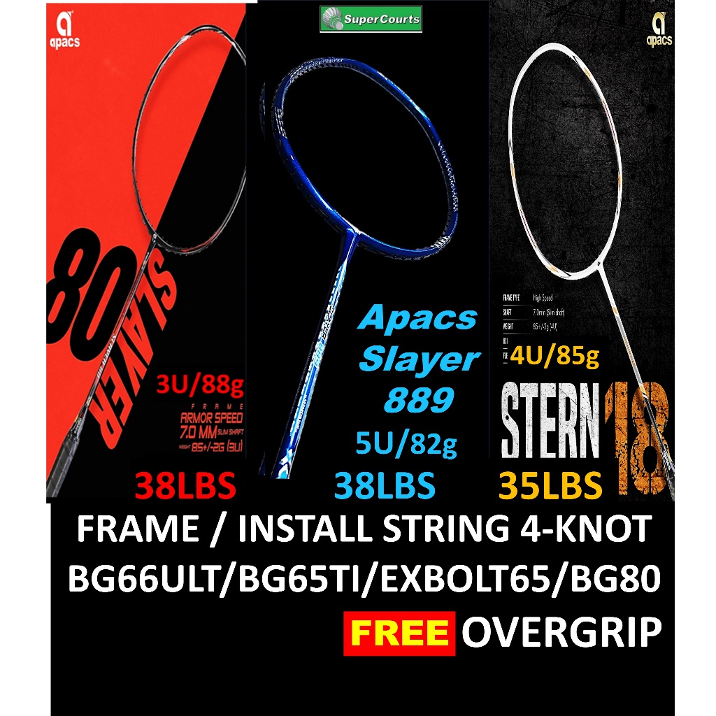 APACS (Max 35LBS) Stern 18, Slayer 80 ,Slayer 889 ไม้แบดมินตัน (1 ชิ้น)