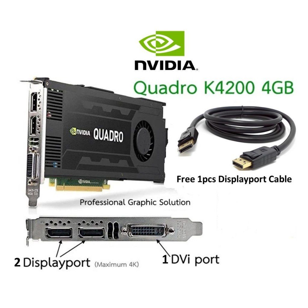 กราฟิกการ์ดมืออาชีพ Nvidia Quadro K4200 4GB DDR5 GPU มือสอง
