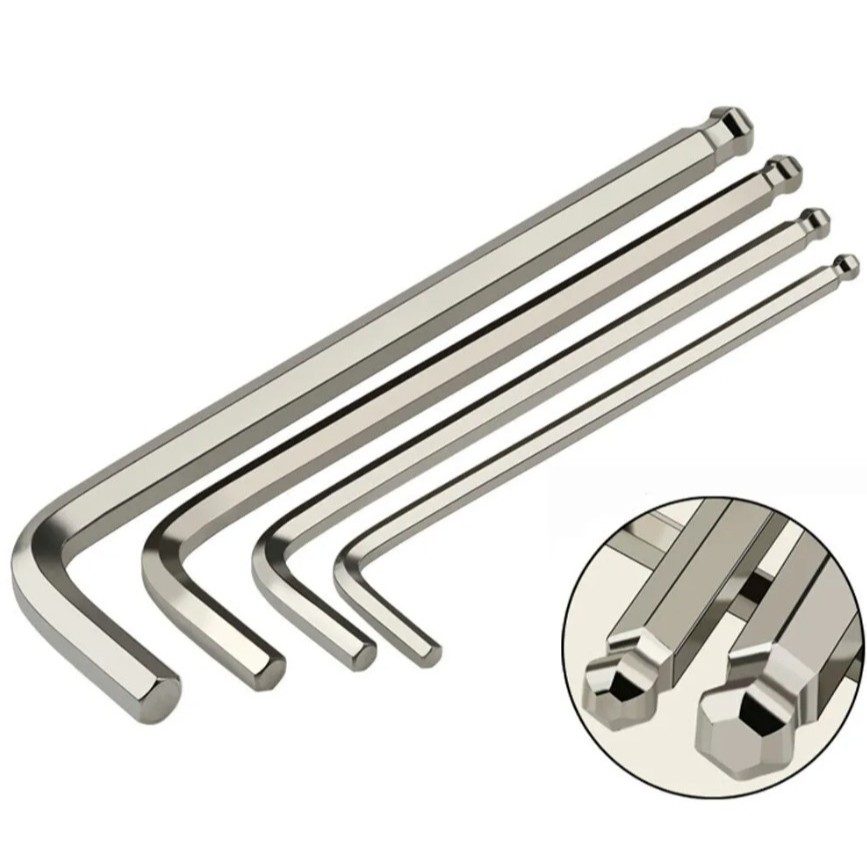 Allen Key Ball Point Head L Shape Allen Wrench Hex Key CRV Ball Hex Allen Key 1.5mm 2mm 2.5mm 3mm 4m