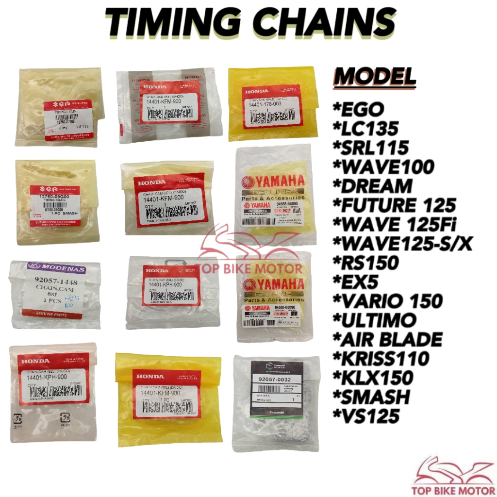 TIMING CHAIN LC135 SRL115 FZ150 Y15 RS150 WAVE125 ICON EX5 CLASS WAVE100 KRISS110 KLX150 VS125 SMASH