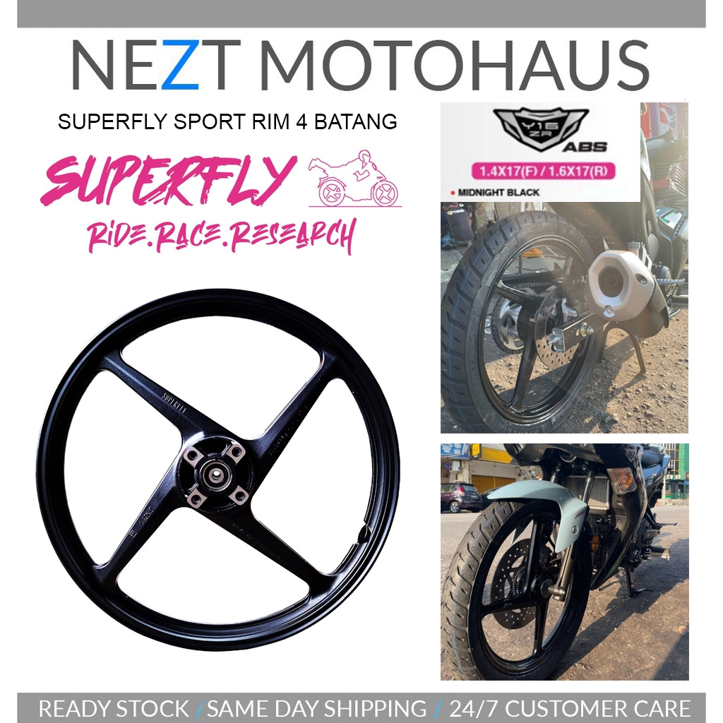 SUPERFLY SPORT RIM 4 BATANG 17" Y16 Y16ZR (ABS) มิดไนท์แบล็ค