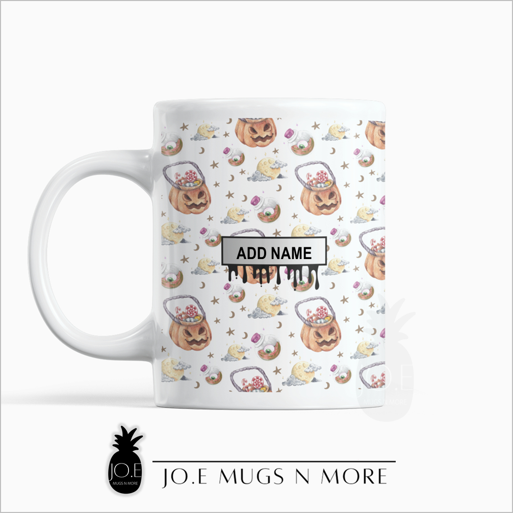 M408 JO.E CUSTOM NAME HALLOWEEN PRINT 17 แก้ว. ถ้วย. ส่วนตัว.