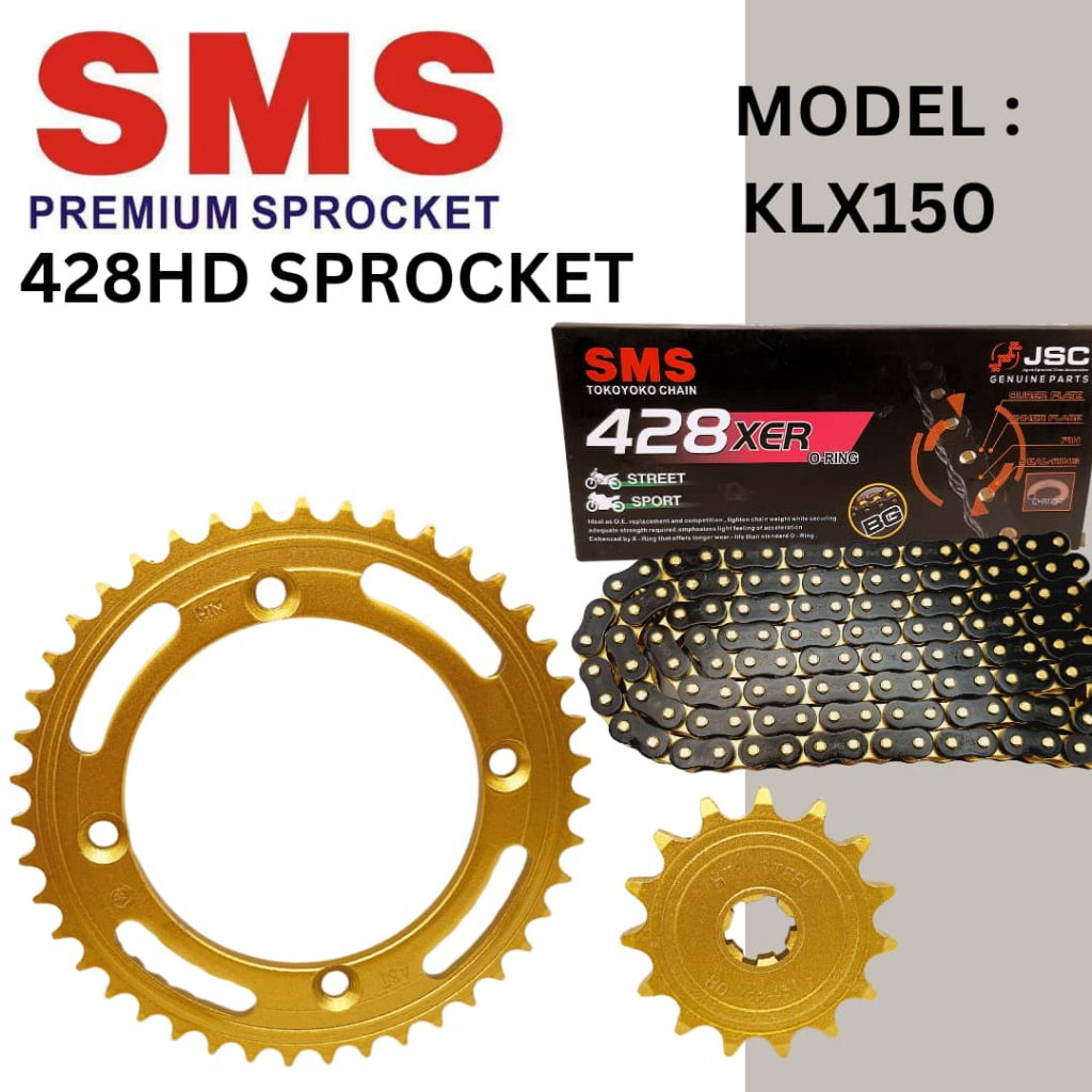 SMS 428XER CHAIN SPROCKET SET 428HD SPROCKET KAWASAKI KLX150 SPROCKET GOLD