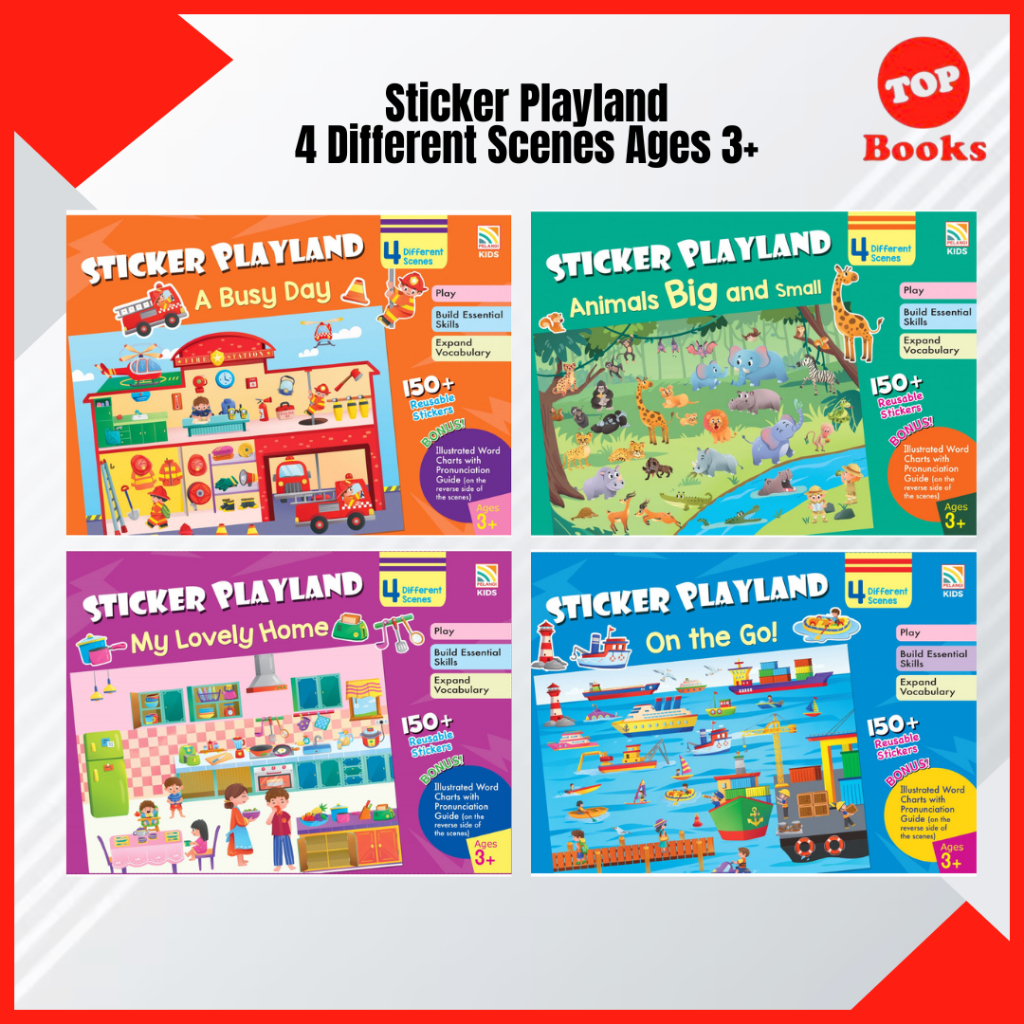 [TOPBOOKS Pelangi Kids] สติ๊กเกอร์ Playland 4 ฉากที่แตกต่างกัน 3 อายุ+
